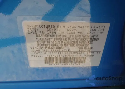 2024 Nissan Kicks Sv Xtronic Cvt из США, поврежденный, VIN 3N1CP5CV6RL484269